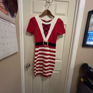 No Boundaries Red and White Knit Sweater  Holiday dress - size medium